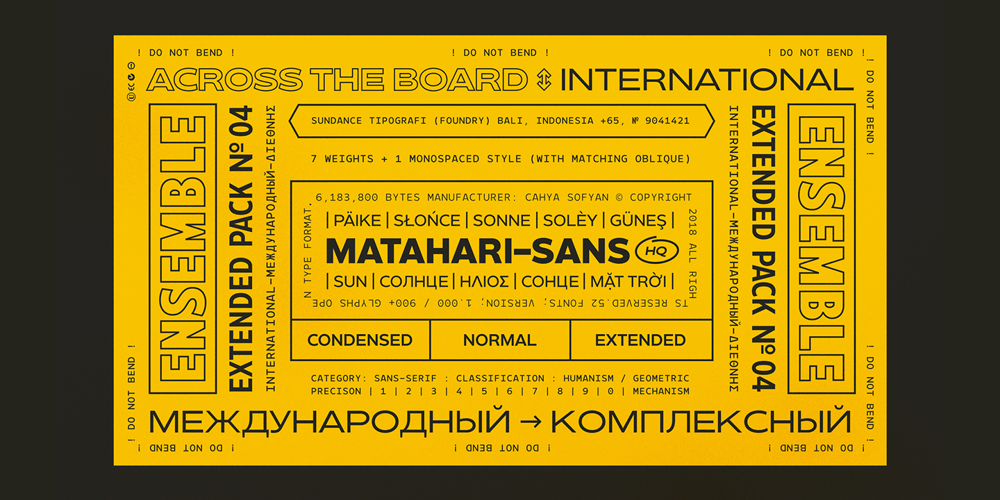 Example font Matahari Sans Condensed #10